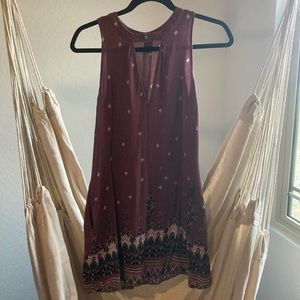 patterned maroon dress